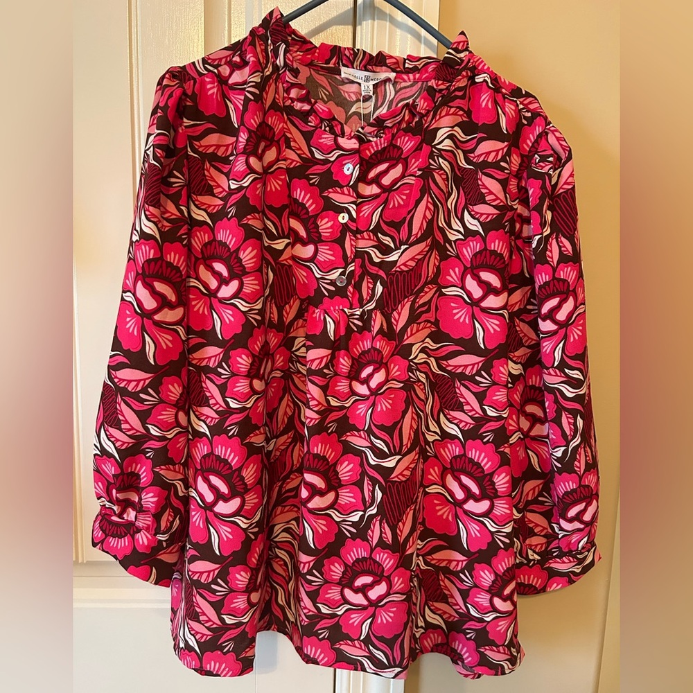 Roxy Pink and Brown Floral Top